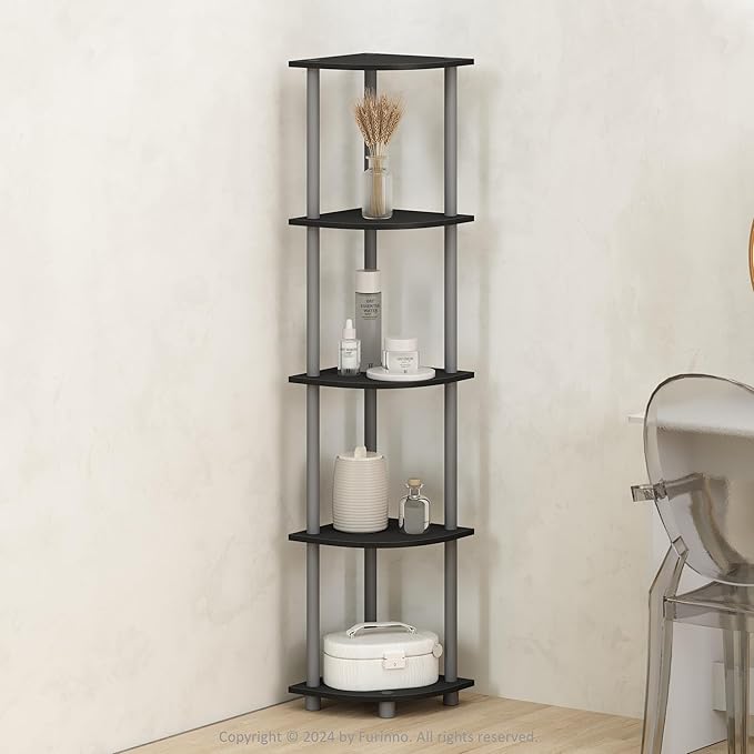 Furinno Turn-N-Tube Storage Shelves, 5-Tier Book Shelf, Corner Shelf, Toolless by Furinno-FitsYourSpaceFitsYourBudget