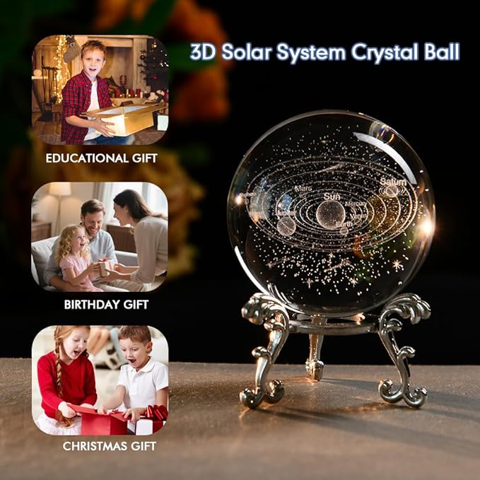 3D Solar System Crystal Ball Glass Universe Gifts | 60mm Glass Astronomy Globe - Image 4