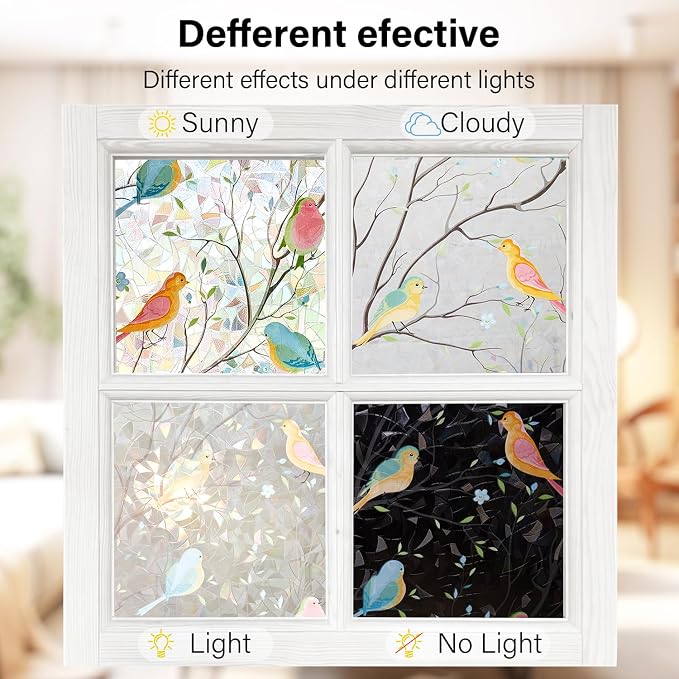 Ranzdn Window Privacy Film, Stained Glass, Static Cling, 23.6" x 78.7" | No - Image 7