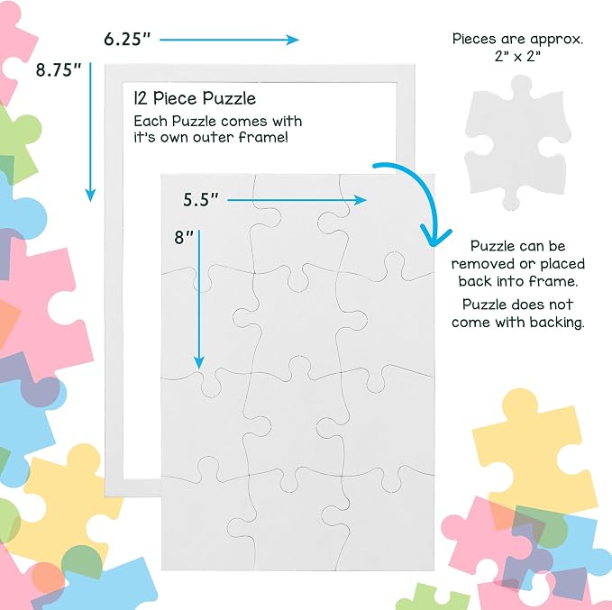 Hygloss 100 Blank Jigsaw Puzzles – 5.5 x 8 Inch, 12 Pieces Each – DYI Party - Image 3