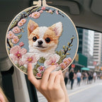 FONNUY Chihuahua Dog Floral Embroidery Kit, Cross Stitch Kits - Image 3