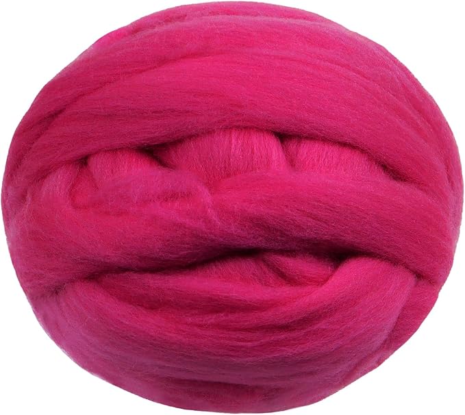 JeogYong Needle Felting Wool, 7.05oz Wool Roving Chunky Wool Yarn, Rose Red by JeogYong
