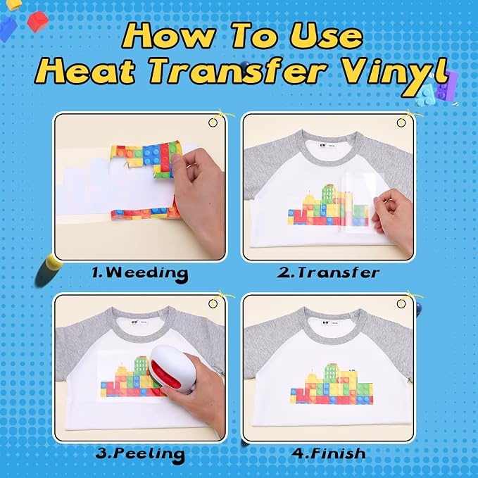 Tintnut Building Block Heat Transfer Vinyl, 12 Sheets 12×10in Iron on Vinyl | - Image 4