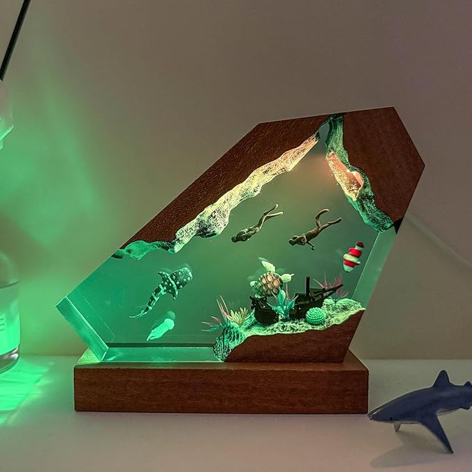 Whale Shark Resin Lamp, Handmade Resin Night Light - Image 3
