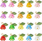 Cheriswelry 100pcs Flower Bracelet Charms Leaf Flower Acrylic Dangle Pendants - Image 8