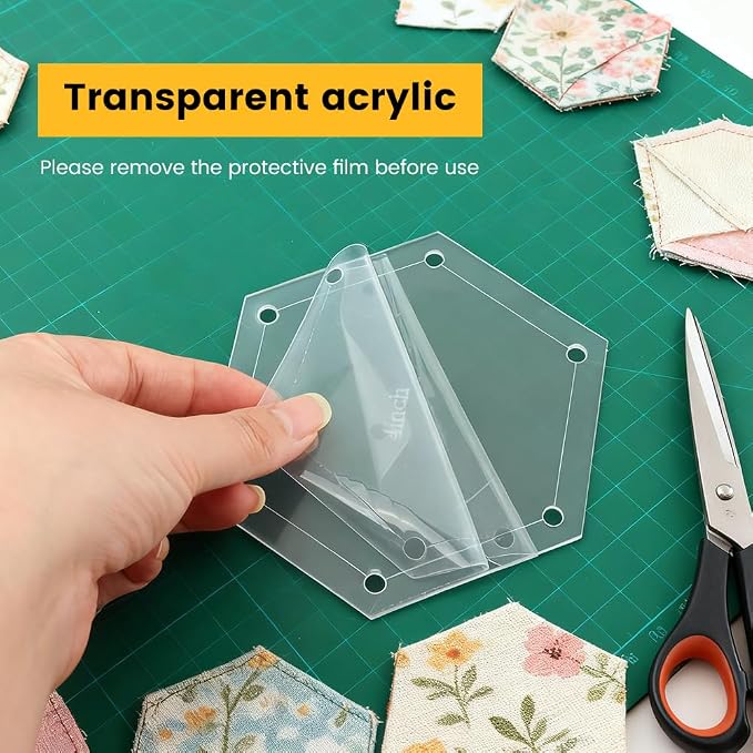6Pieces Hexagon Quilting Templates Set, Acrylic Quilting Rulers and Templates - Image 5