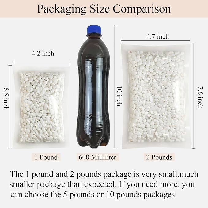 FANTIAN 5 lbs White Pebbles for Indoor Plants, 3/8 Inch Decorative White Gravel - Image 4