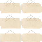Patelai 10 Pcs Unfinished Hanging Wood Sign 9.8 x 3.9 Inch Rectangle Blank by Patelai