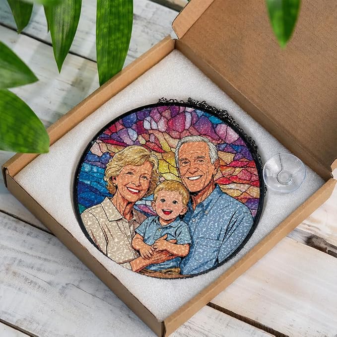 Personalized Family Stained Glass Sun Catcher, Customized Stained Glass Window - Image 6