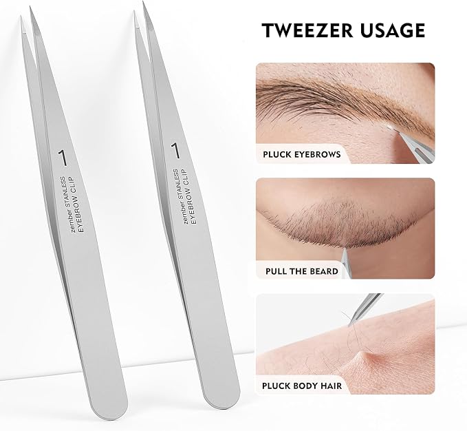 Pointed Tweezers for women Facial hair, Precision Tweezers for Eyebrows - Image 4