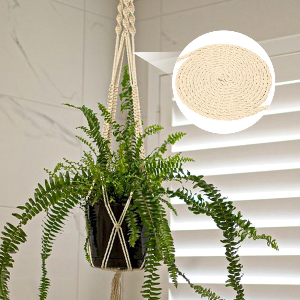 1/4 Inch Diameter White Cotton Rope 328 Feet Rope Composed of Four Strands of Cotton Rope, Soft and Thin Rope for Crafts, Clothesline and Home Interior Decoration