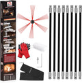 26 Feet Chimney Sweep Kit, Chimney Cleaning Kit with 8 Flexible Black Chimney Rods, Chimney Brush for Sweeping Fireplace, Rotary Chimney Cleaning System Driven by Drill