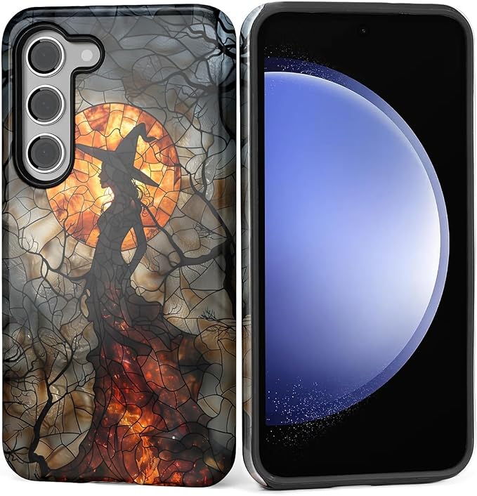 Case for Samsung Galaxy S23 Plus Case, Halloween Witch Moon Stained Glass by Kapadiy