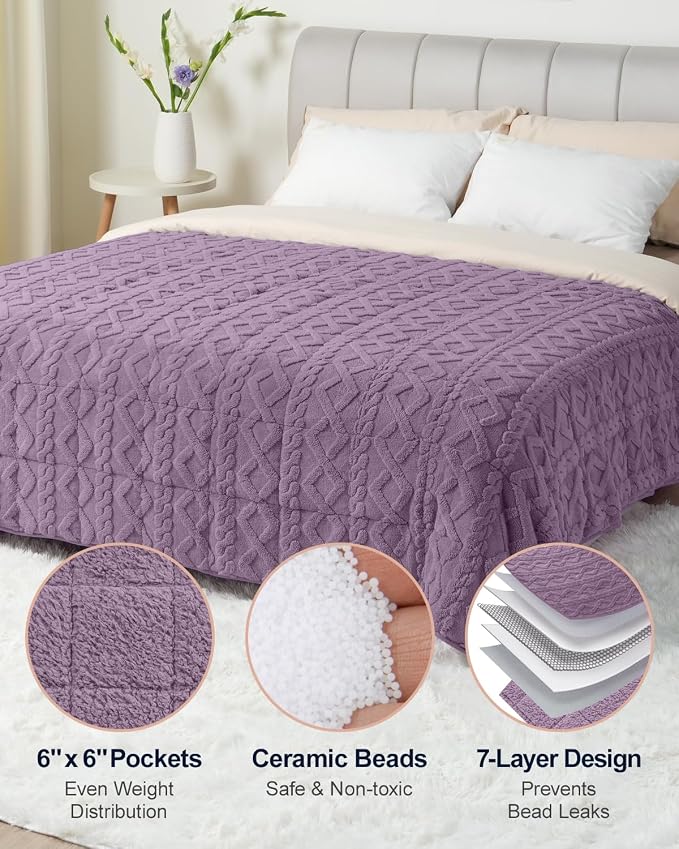 Super Fuzzy Soft Sherpa Fleece Weighted Blanket, 15 lbs Dual Sided Fluffy Heavy - Image 8