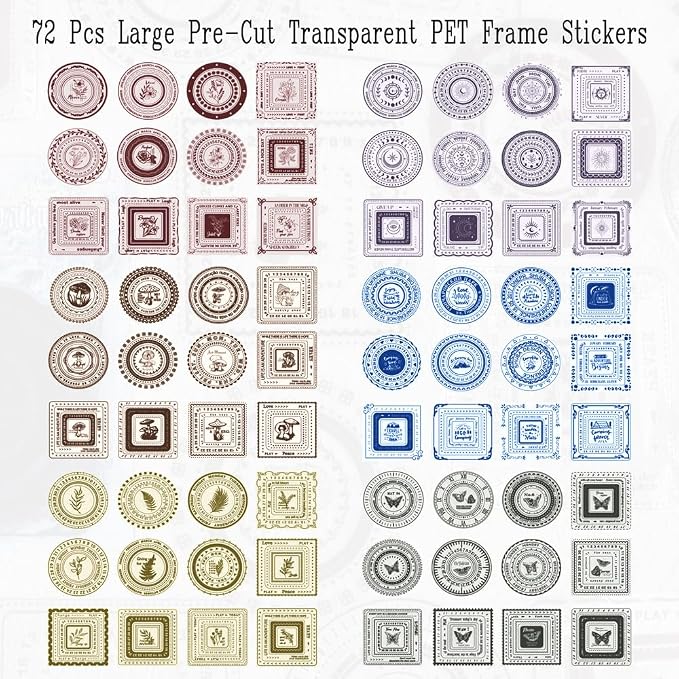 72Pcs Large Diecut PET Decorative Frames Stickers - Image 2
