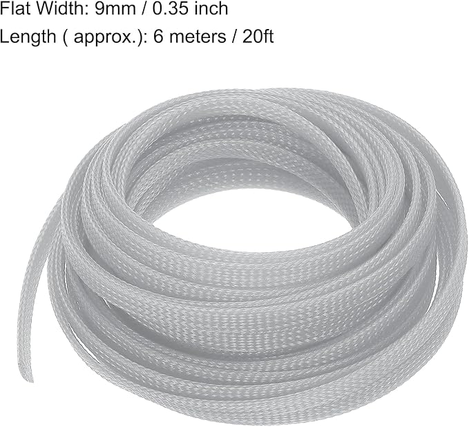 uxcell PET Expandable Sleeving 20ft 1/4" Gray Cable Management Sleeve Cord - Image 3