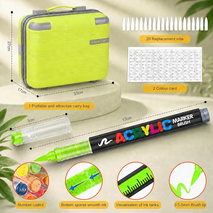 408 Acrylic Paint Markers with Storage Box, Soft Brush Tip Acrylic Paint Pens + - Image 4