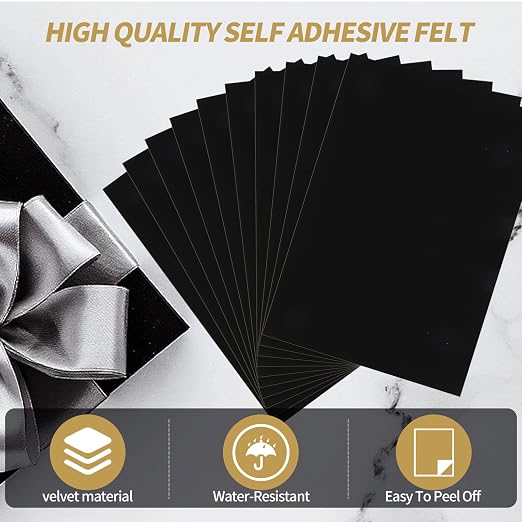 10PCS Black Felt Sheets with Self-Adhesive Backing, Soft Felt Fabric, Durable - Image 3