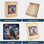 Reouinty Wooden Puzzle for Adults, Eagle Flag 200 Piece 11.2x11.2 in | Jigsaw - Image 7