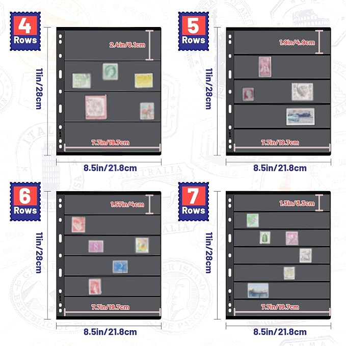 40 Sheets 80 Page Stamp Pages Collector Album Page 9 Hole Standard Stamp - Image 2