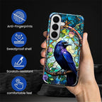 for Samsung Galaxy S26 Case, Crow Faux Stained Glass Pattern Glossy 2 in 1 - Image 6
