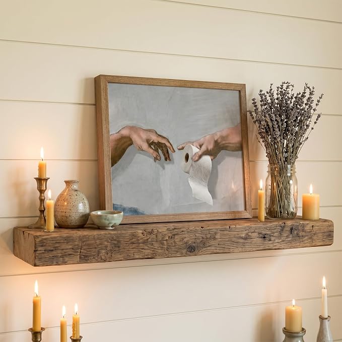 Funny Bathroom Wall Art, The Creation of Adam Toilet Paper Canvas Print - Image 2