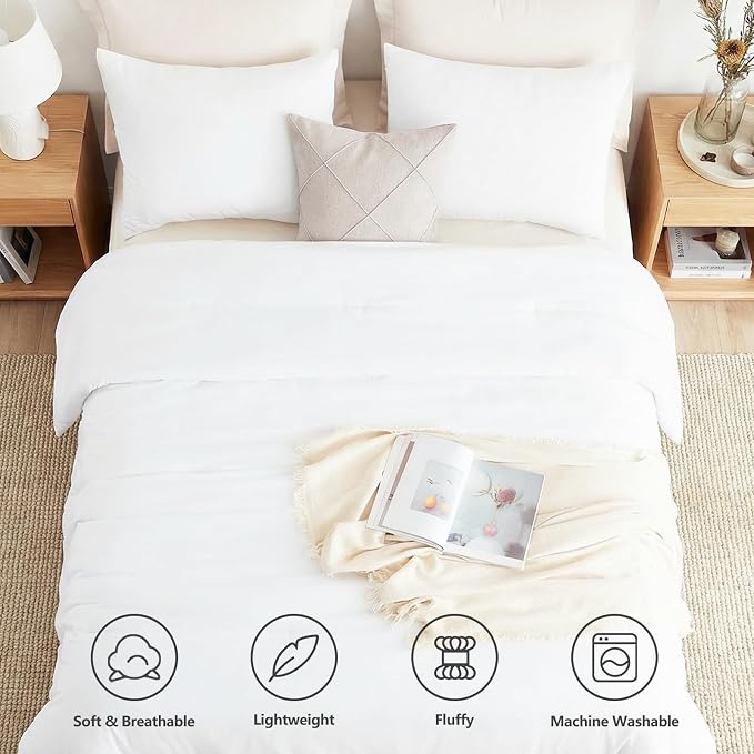 CozyLux Oversized King Comforter Set White, 3 Pieces 120x98 Solid Breathable - Image 4
