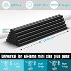 SHALL Mini Hot Glue Sticks, 0.27” Dia x 8” Long, 100 Pack Black Glue Gun Sticks - Image 2