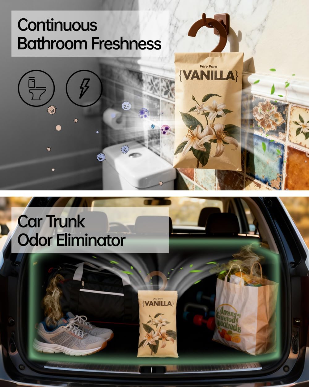 12 Packs Vanilla Walk in Closet Scent sachets, 【Deodorizer for Musty Odors】 Hanging Paper air fresheners for Clothes Long Lasting, Drawers and Closets