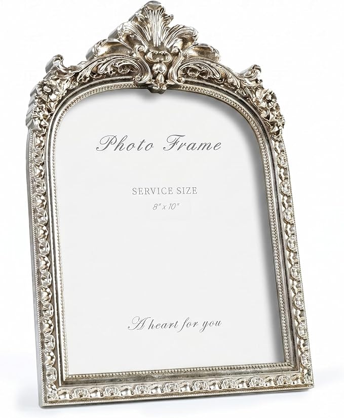 Cuspin 8x10 Sliver Picture Frame, Vintage Ornate Arched Photo Frame by Cuspin