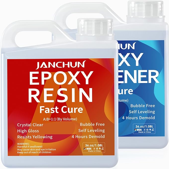 JANCHUN Crystal Clear Epoxy Resin Kit 72oz, Bubble-Free, Anti-Yellowing by JANCHUN
