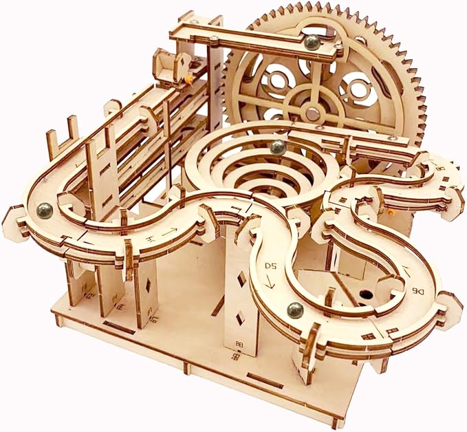 3D Puzzle Wooden Marble Run for Adults DIY Mechanical Puzzle Assembly Wood by IQIETOY
