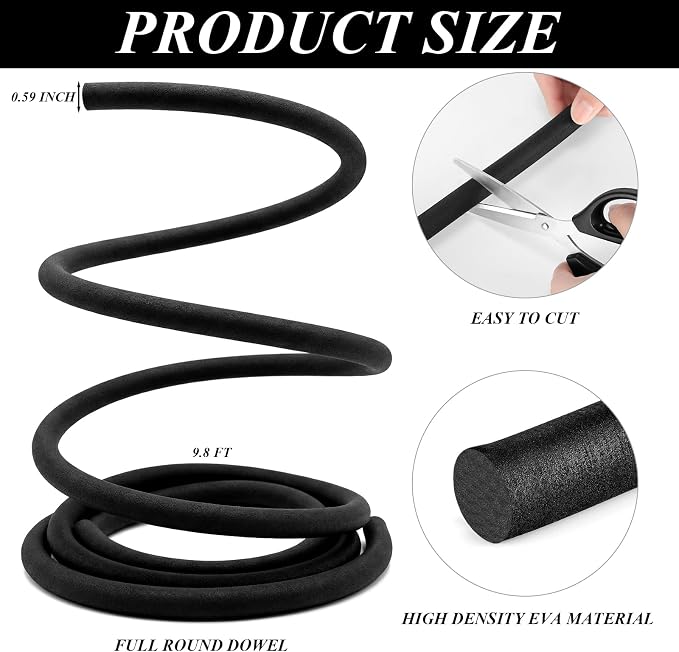 Klyyo Clyro 0.59 inch x 9.8 ft Full Round EVA Foam Dowel, High Density EVA - Image 2