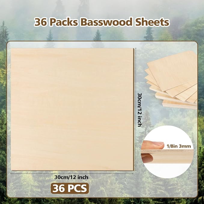 Adrattnay 36Pack Basswood Sheets 3mm - Image 2