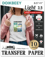 Heat Transfer Paper 10 Sheets, 8.5" X 11" Light Iron On Transfer Paper | by DOIKBEEY
