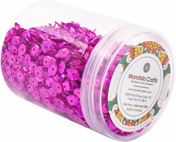 Mandala Crafts 6mm Cup Holographic Magenta Sequins - Image 4