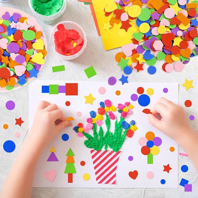 CCINEE 1218 Pcs Foam Stickers 7 Colors Self Adhesive Foam Shapes Sticker - Image 5