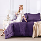 CozyLux King Size Comforter Set Purple, 7 Pieces Bed in a Bag, All Season - Image 7
