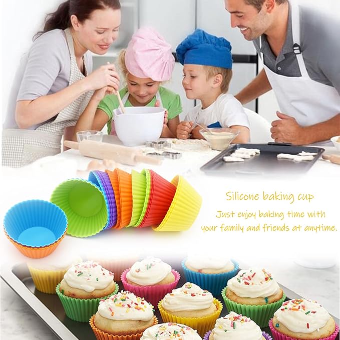 Silicone Cupcake Baking Cups 24 Pack, Reusable & Non-stick Muffin Cupcake - Image 6