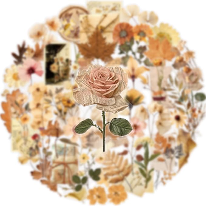 52Pcs Vintage Botanical Scrapbook Stickers Pack, Transparent Fern Leaf Stickers - Image 3