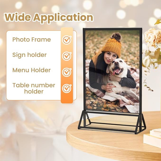 6 Pcs Acrylic Sign Holder 8.5X11 Double-Sided Black Picture Frame | Acrylic - Image 6