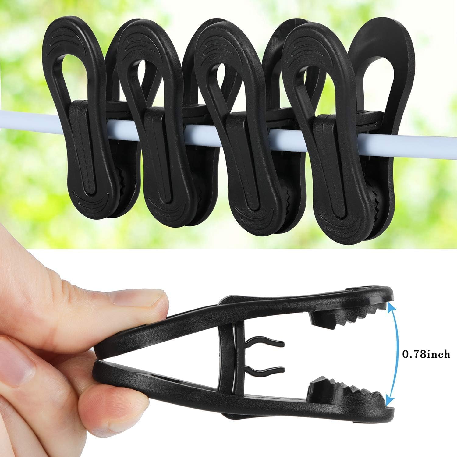 Tinfol 50pc Plastic Coat Hanger Clips, Black Strong Pinch Grip Finger Clips for Skirt Pant Hangers, Multi-Purpose Clothes Hanger Clip for Rounded Hangers