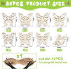 80PCS Unfinished Ornament Wood Crafts, Painting Blank Wooden Cutouts | 8 Styles - Image 2