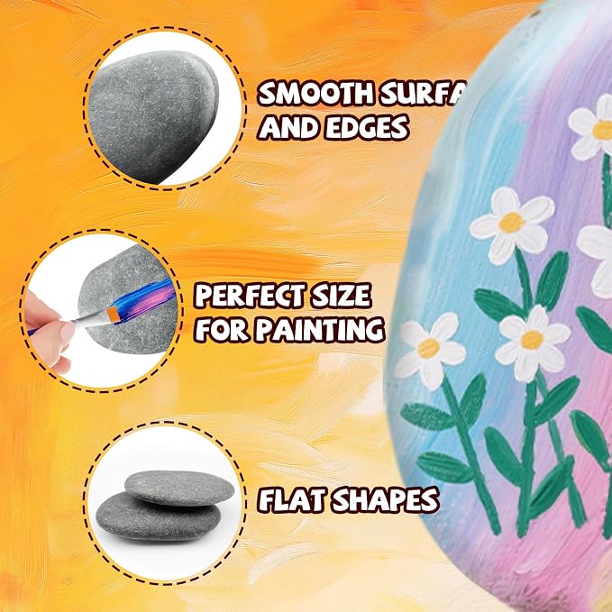Reeplan 30PCS Large Rocks for Painting, 3-4 Inches Natural Flat River Rocks for - Image 3