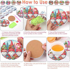 ijbnhd 8 PCS Christmas Diamond Painting Coasters | Christmas Gnome Diamond Art - Image 7