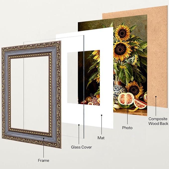 eletecpro 4x6 Vintage Picture Frame, Glass Cover, Horizontal or Vertical - Image 2