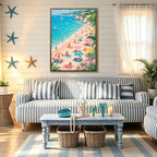 HomeifHue Funky Turquoise Beach Wall Art Colorful Coastal Umbrella Painting - Image 5