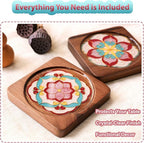 Wooden Coasters Craft Kits – Filigree Enamels Painting DIY Coasters Art - Image 6