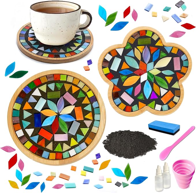 DIY Mosaic Craft Kit for Adults, Stained Glass Kits Mosaics Tiles for Crafts by Nuyoach