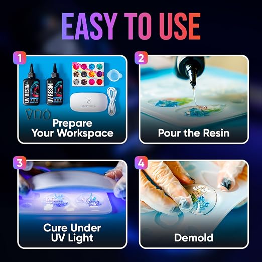 CRAFT RESIN 300g UV Resin Kit Hard Type Low Viscosity – Crystal Clear and - Image 4